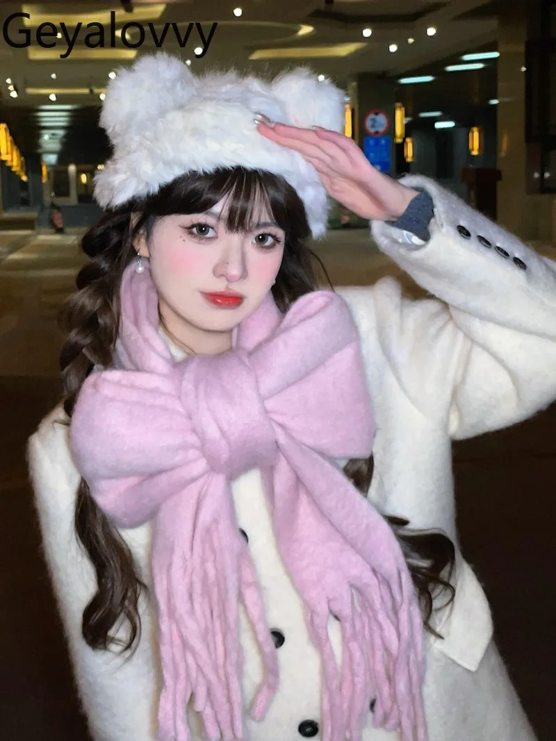 Butterfly Knot Mohair Pink Scarf New Mid-Length Solid Color Scarves Winter Sweet Cute Girls Versatile Shawl Neck Warmer
Butterfly Knot Mohair Pink Scarf New Mid-Length Solid Color Scarves Winter Sweet Cute Girls Versatile Shawl Neck Warmer