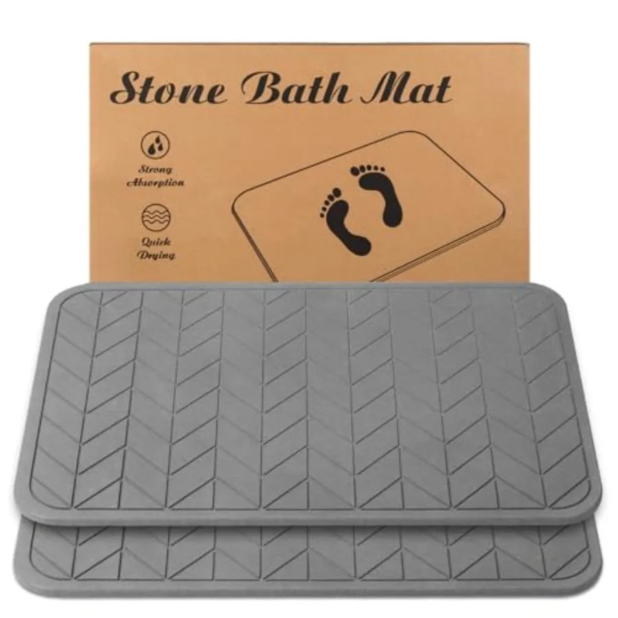 Stone Bath Mat Diatomaceous Earth Shower Mat Non-Slip Super Absorbent Quick Drying Bathroom Floor Mat 2 Pack Grey
Stone Bath Mat Diatomaceous Earth Shower Mat Non-Slip Super Absorbent Quick Drying Bathroom Floor Mat 2 Pack Grey