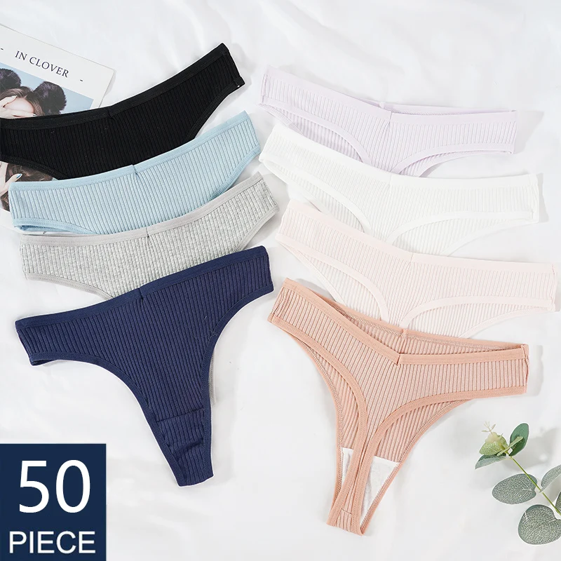 50PCS/Set Sexy G-string Low-Rise Antibacterial Thong Briefs Women Cotton Striped Panties Intimate Female Lingerie Underpants
50PCS/Set Sexy G-string Low-Rise Antibacterial Thong Briefs Women Cotton Striped Panties Intimate Female Lingerie Underpants