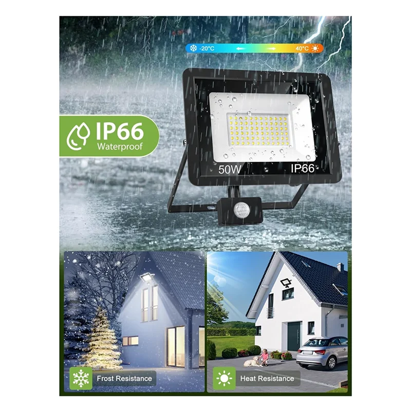 【Hot Selling】50W Security Lights Outdoor Motion Sensor PIR Flood Light For Garden, IP66 Waterproof, White, 6000K, Outdoor Lights
【Hot Selling】50W Security Lights Outdoor Motion Sensor PIR Flood Light For Garden, IP66 Waterproof, White, 6000K, Outdoor Lights