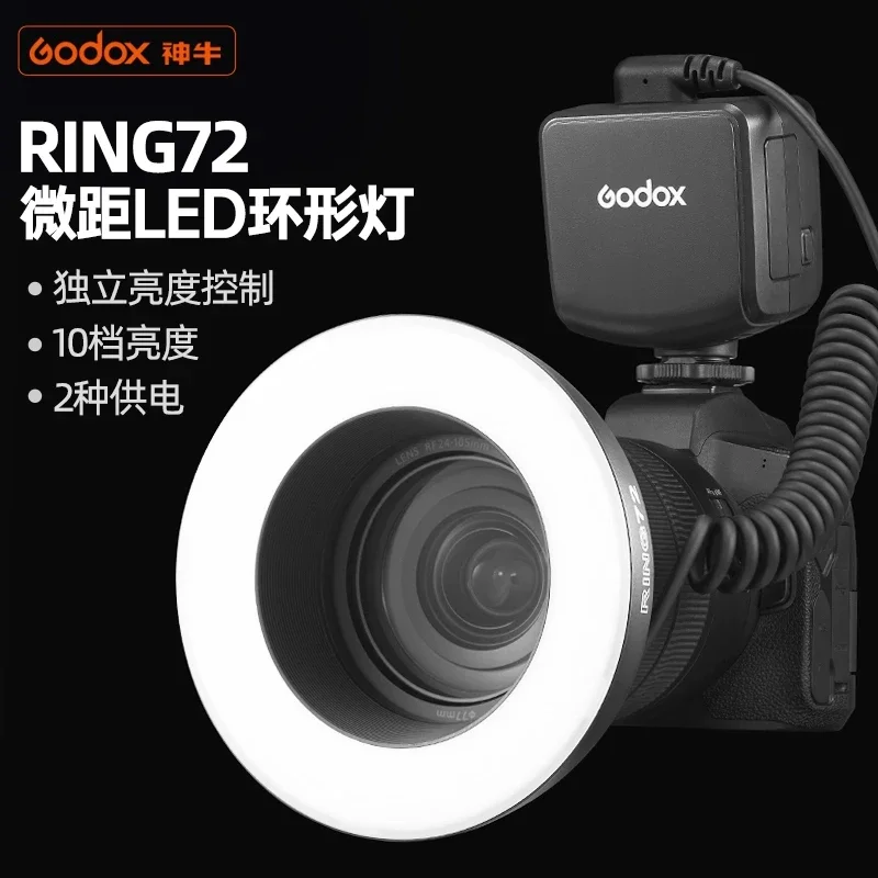 Godox RING72 Macro LED Ring Light CRI 96+ 5600K + 8 Lens Adapter Rings for Canon Nikon DSLR Camera Close-up Photography
Godox RING72 Macro LED Ring Light CRI 96+ 5600K + 8 Lens Adapter Rings for Canon Nikon DSLR Camera Close-up Photography