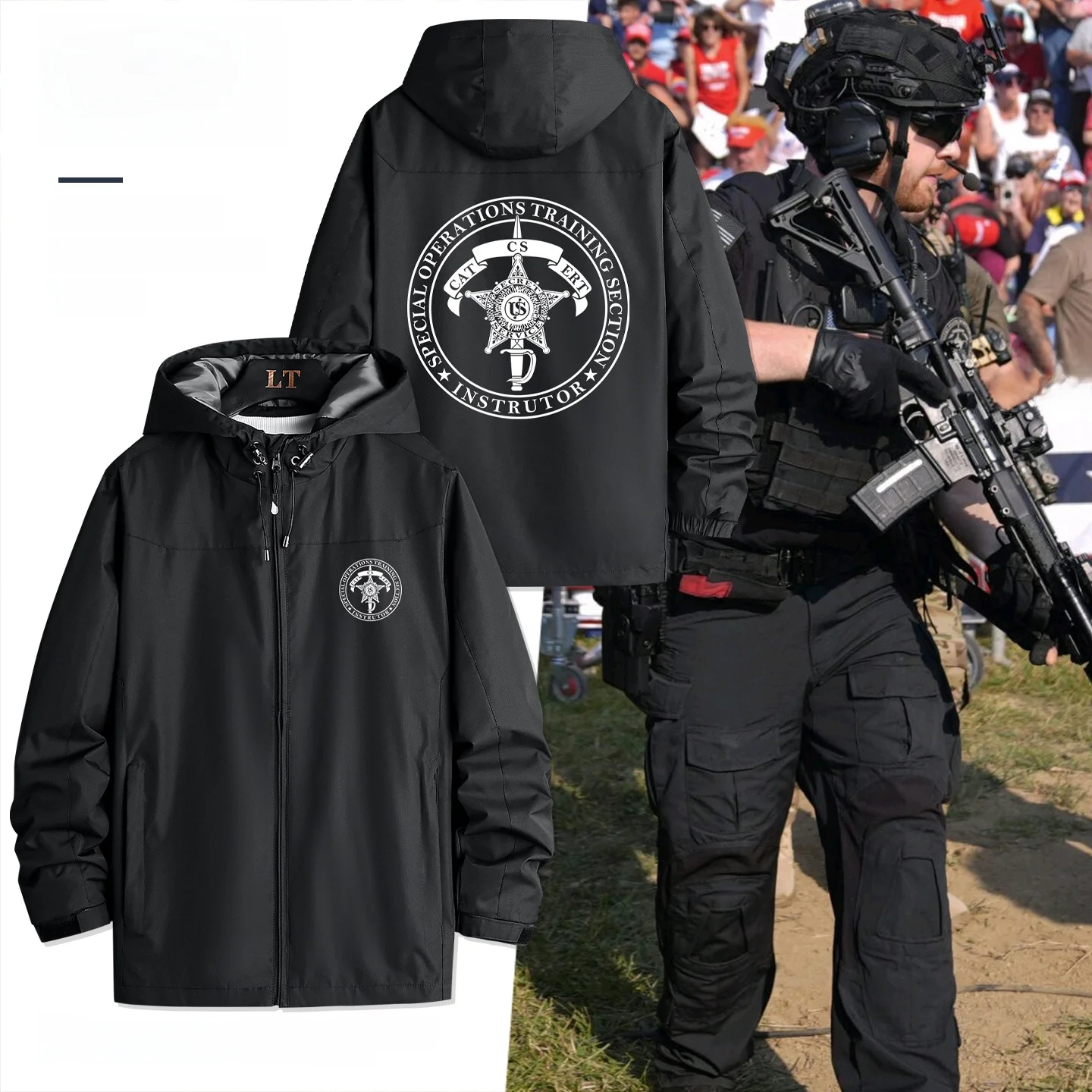 Tactical Men's Jaet USSS Special Forces Tee-in-One Cold Resistant Coat Stand Fit Long Sve Zipper Closure Hooded
Tactical Men's Jaet USSS Special Forces Tee-in-One Cold Resistant Coat Stand Fit Long Sve Zipper Closure Hooded