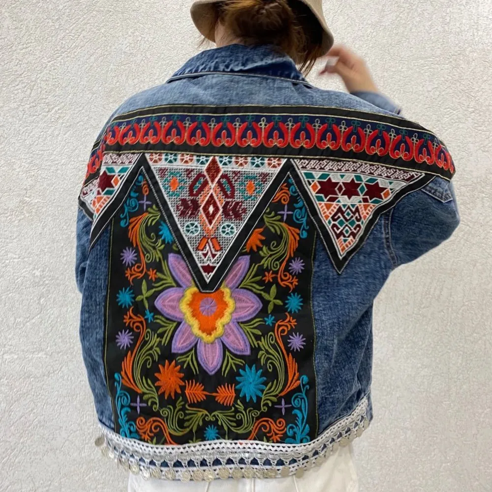 New Embroidered Patch Bohemian Retro Loose Denim Coat for Women jean blazer women
New Embroidered Patch Bohemian Retro Loose Denim Coat for Women jean blazer women