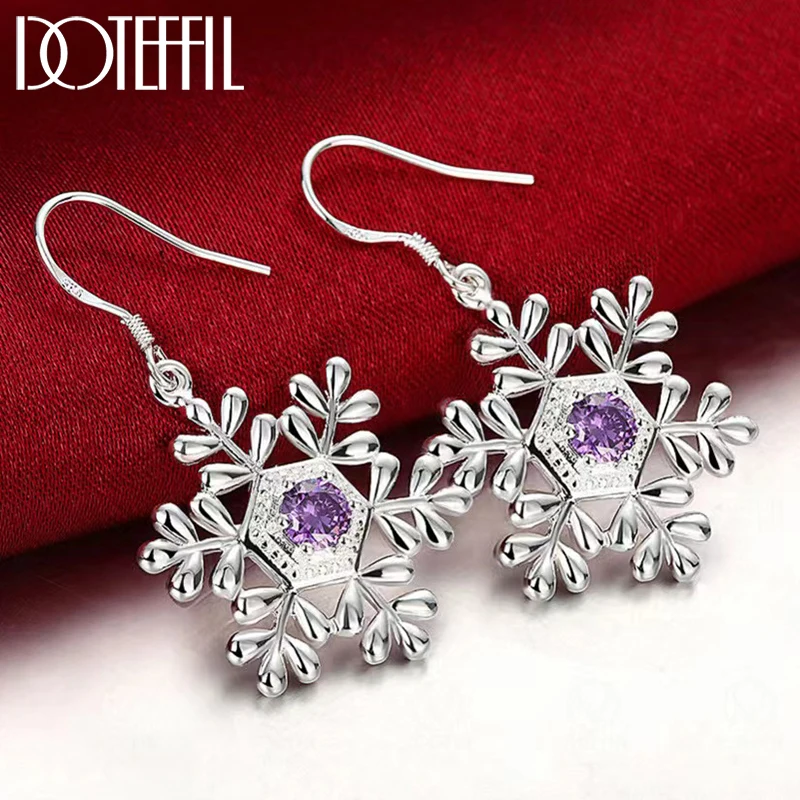 DOTEFFIL 925 Sterling Silver Snowflake Purple AAA Zircon Drop Earring For Woman Wedding Engagement Party Fashion Charm Jewelry
DOTEFFIL 925 Sterling Silver Snowflake Purple AAA Zircon Drop Earring For Woman Wedding Engagement Party Fashion Charm Jewelry
