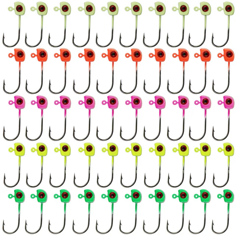 Fishing Hooks Accessories 50Pcs Lead Jig Heads Hook 3D Eyes Swimbait Bass Lure Bait 1/32 1/16 oz Luminous Fishing Goods Hooks
Fishing Hooks Accessories 50Pcs Lead Jig Heads Hook 3D Eyes Swimbait Bass Lure Bait 1/32 1/16 oz Luminous Fishing Goods Hooks