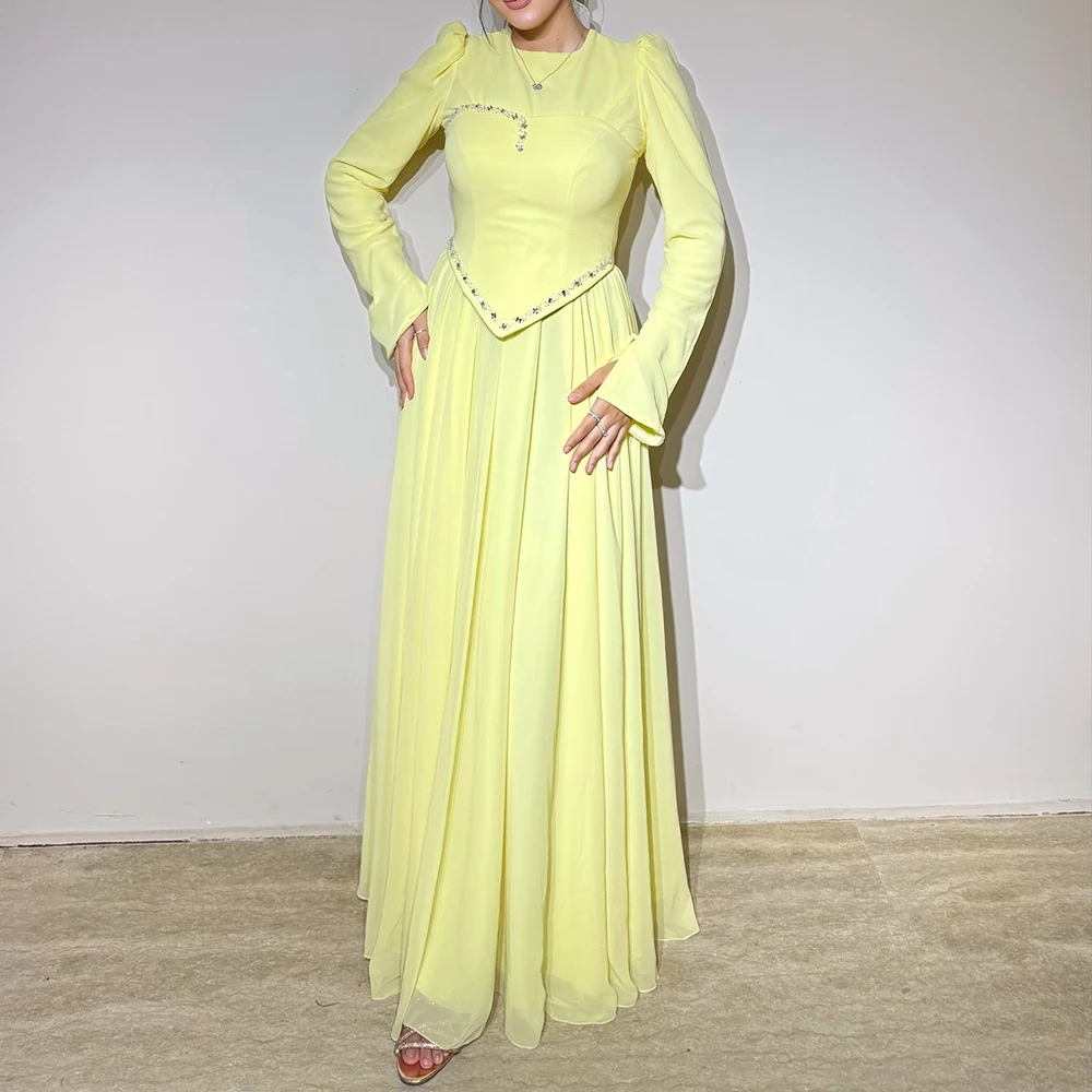 Customized A-line Evening Dresses Floor-length O-neck Full Sleeve Prom Gown Fashion Crystal Simple Draped Casual Party Gown
Customized A-line Evening Dresses Floor-length O-neck Full Sleeve Prom Gown Fashion Crystal Simple Draped Casual Party Gown