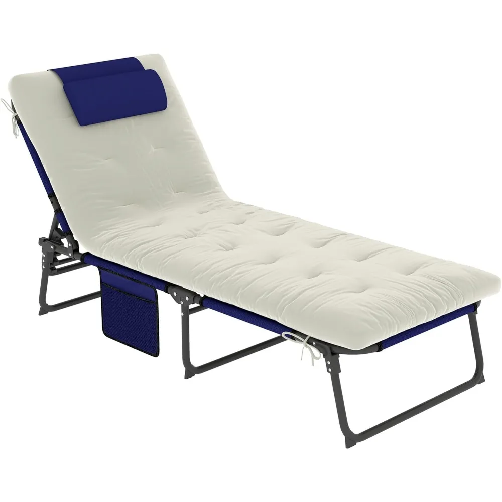 Folding Chaise Lounge with 4-Level Reclining Back, Outdoor Tanning Chair with Cushion, Outdoor Lounge Chair
Folding Chaise Lounge with 4-Level Reclining Back, Outdoor Tanning Chair with Cushion, Outdoor Lounge Chair