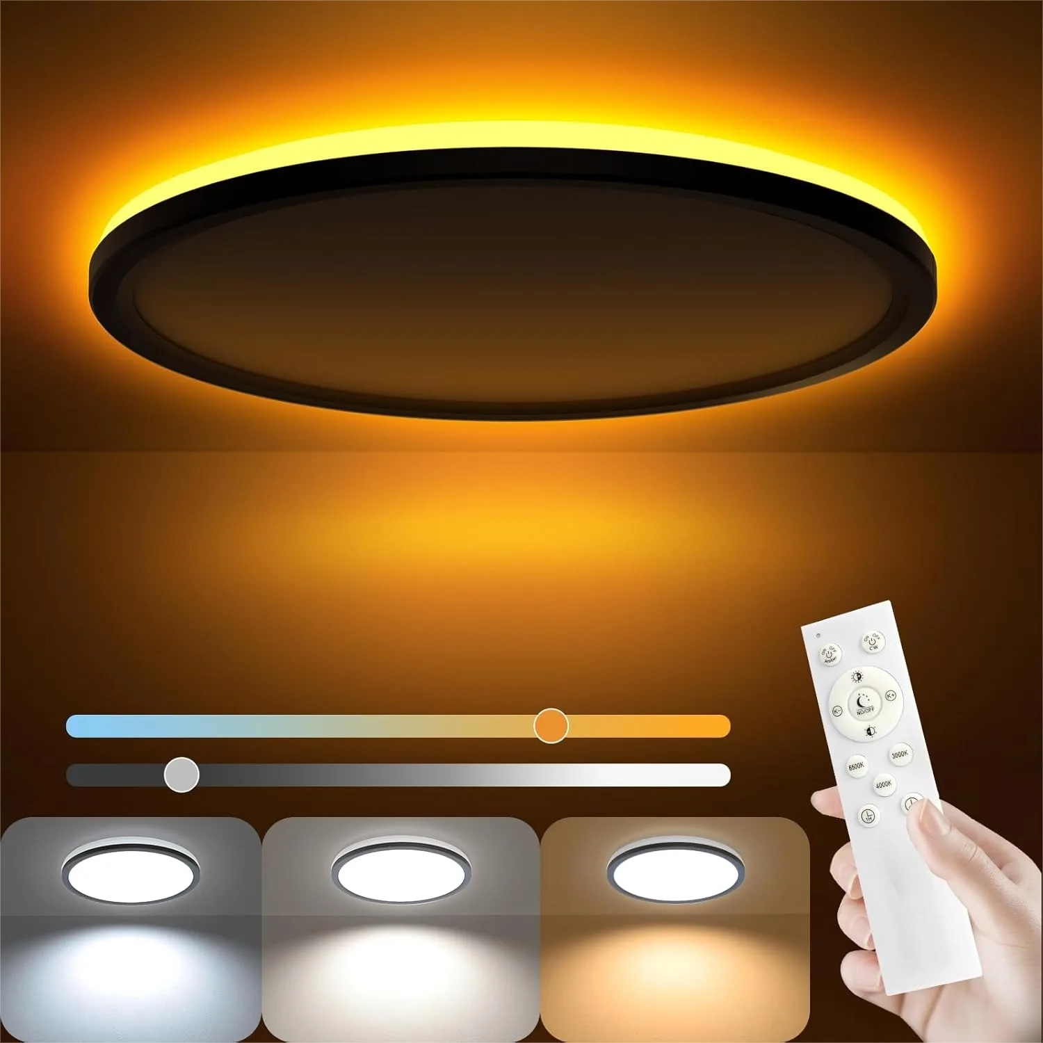12Inch LED Flush Mount Ceiling Light with Remote Control Dimmable Night Light 1800K-6500K 24W Hardwiring for Bedroom Living Room
12Inch LED Flush Mount Ceiling Light with Remote Control Dimmable Night Light 1800K-6500K 24W Hardwiring for Bedroom Living Room