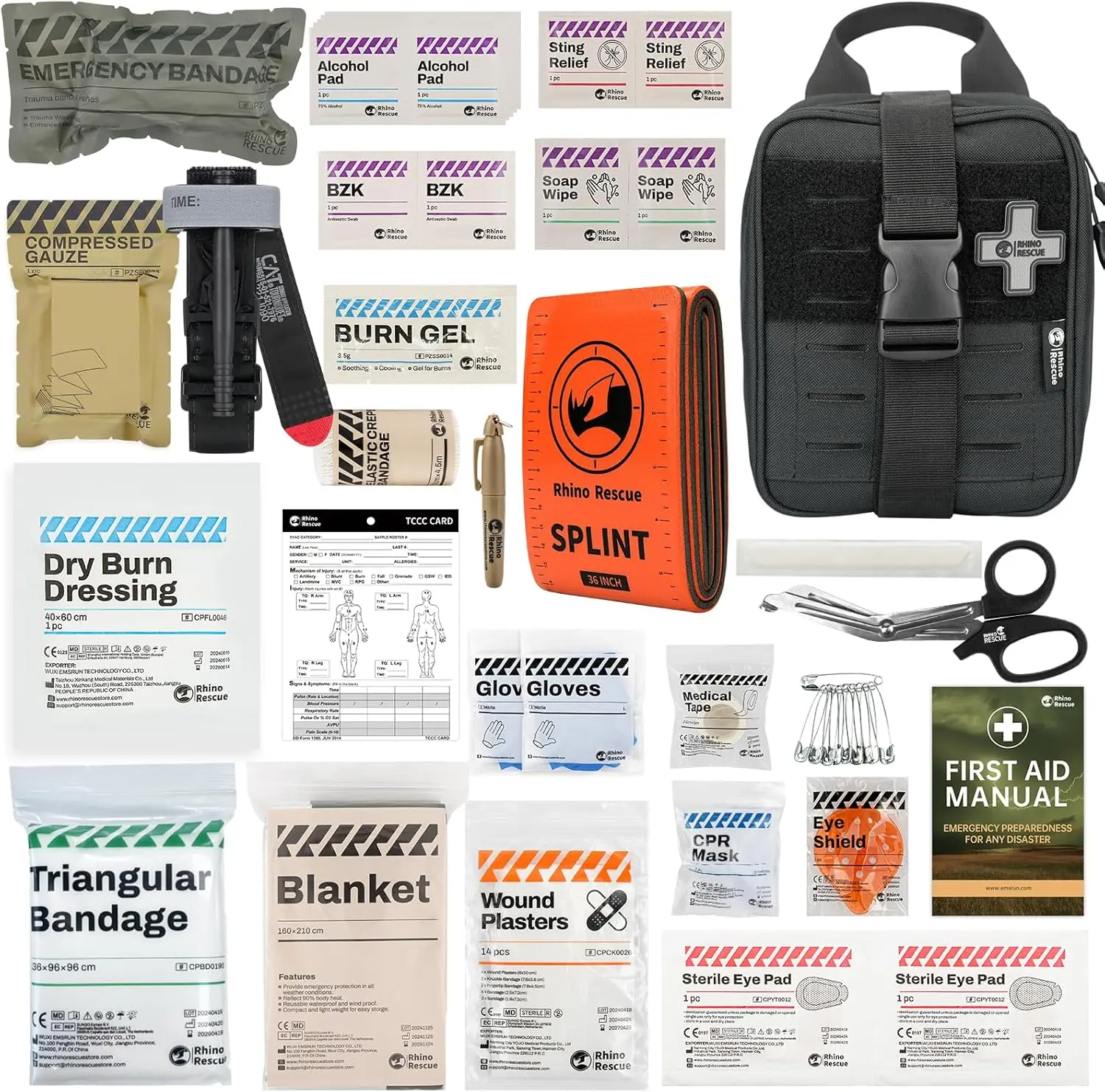 Tactical First Aid Kit with C-A-T Tourniquet for Wound Care, Military, Camping, Hiking
Tactical First Aid Kit with C-A-T Tourniquet for Wound Care, Military, Camping, Hiking