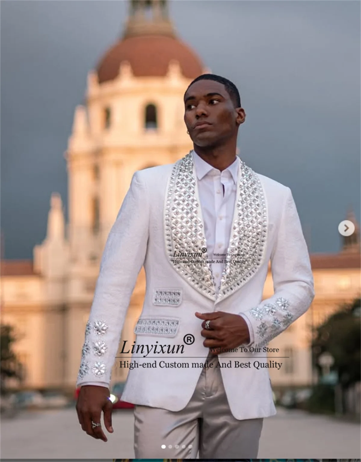 Fashion Floars Men Suits Stunning Bead Crystal Groom Wedding Tuxedo 3 Pieces Sets Male Prom Blazer Customized trajes para hombre
Fashion Floars Men Suits Stunning Bead Crystal Groom Wedding Tuxedo 3 Pieces Sets Male Prom Blazer Customized trajes para hombre