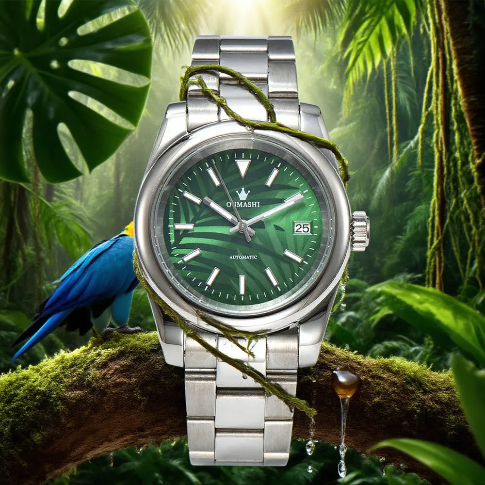 39mm custom men's watch NH35 automatic mechanical movement sapphire glass tropical jungle element men's watch
39mm custom men's watch NH35 automatic mechanical movement sapphire glass tropical jungle element men's watch