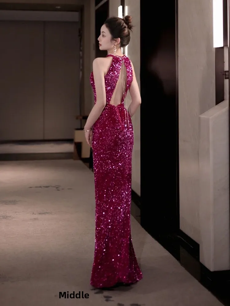 Ele Sequin Bridal ower Dr Hanging Ne Luxury Wedding Dr for Bride Fruit Color Dragon Fruit Sle Fi Tail Gown
Ele Sequin Bridal ower Dr Hanging Ne Luxury Wedding Dr for Bride Fruit Color Dragon Fruit Sle Fi Tail Gown