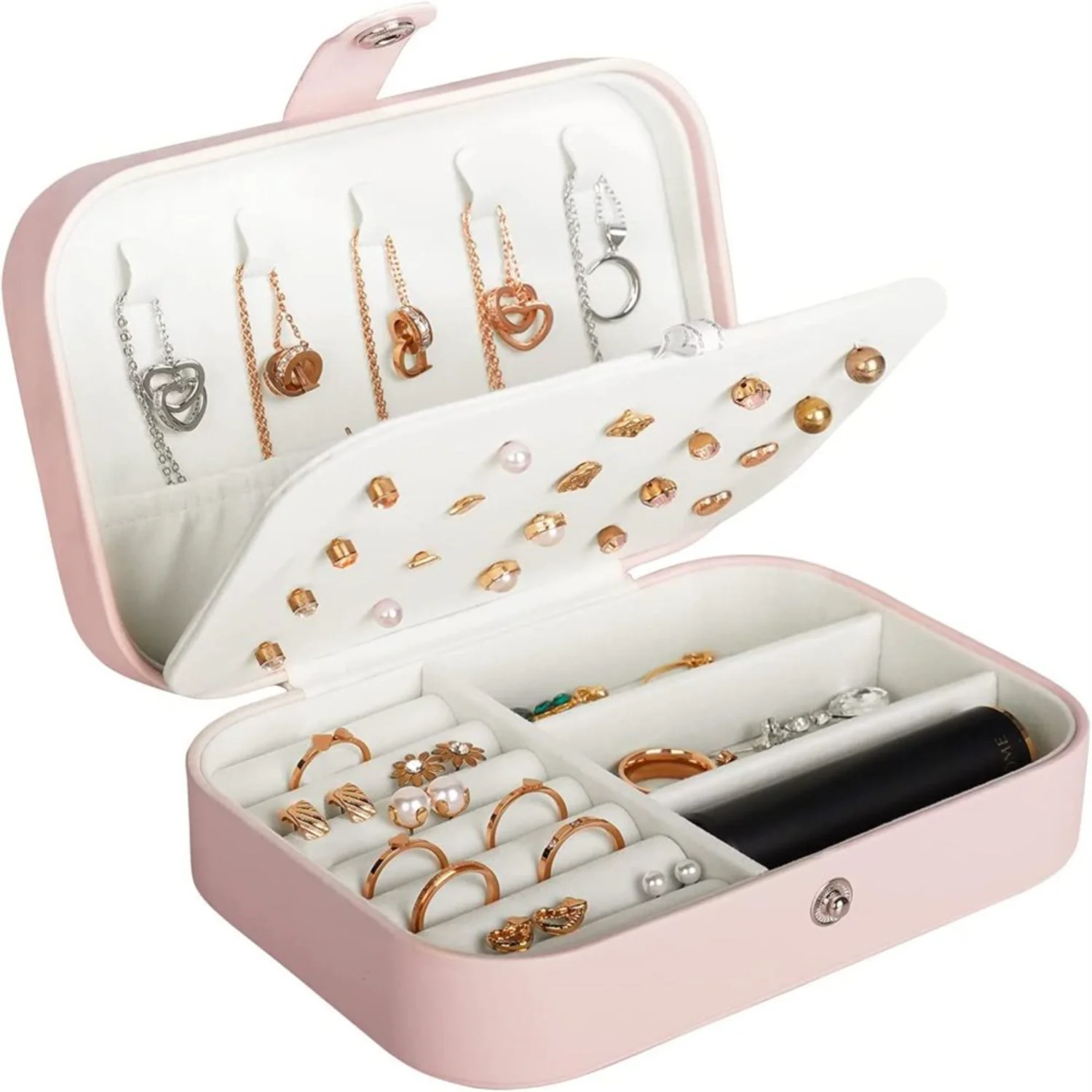 Travel Jewelry Box, PU Leather Portable Case for Women - Double Layer Storage Holder for Earrings, Rings, Necklaces
Travel Jewelry Box, PU Leather Portable Case for Women - Double Layer Storage Holder for Earrings, Rings, Necklaces