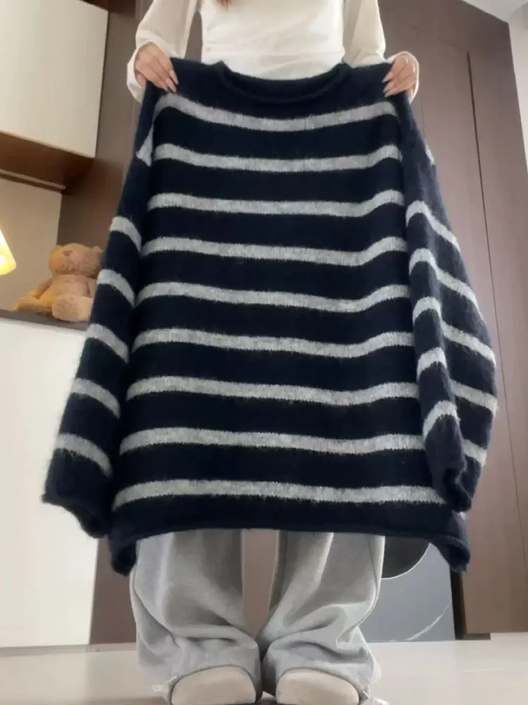 Cozy Lazy High-End Women's Knitwear Sweater Loose Fit Striped Long Sve round Ne Top Soft Nouriing Autumn Winter New Sle
Cozy Lazy High-End Women's Knitwear Sweater Loose Fit Striped Long Sve round Ne Top Soft Nouriing Autumn Winter New Sle
