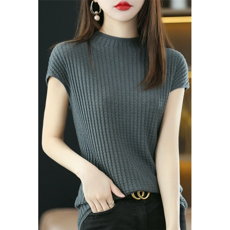 Women's Short Sleeve Knitwear Half High Collar Thin Base Layer Outerwear Spring Summer Fashion Versatile Top Moisture Wicking...
Women's Short Sleeve Knitwear Half High Collar Thin Base Layer Outerwear Spring Summer Fashion Versatile Top Moisture Wicking...