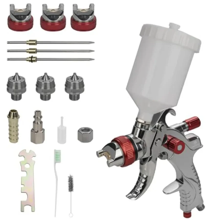 Пистолет-распылитель HVLP с соплами из нержавеющей стали 1,4 1,7 2,0 мм, 600 мл, чашка для краски с гравитационной подачей, регулируемый контроль потока для прецизионных Ca
Пистолет-распылитель HVLP с соплами из нержавеющей стали 1,4 1,7 2,0 мм, 600 мл, чашка для краски с гравитационной подачей, регулируемый контроль потока для прецизионных Ca