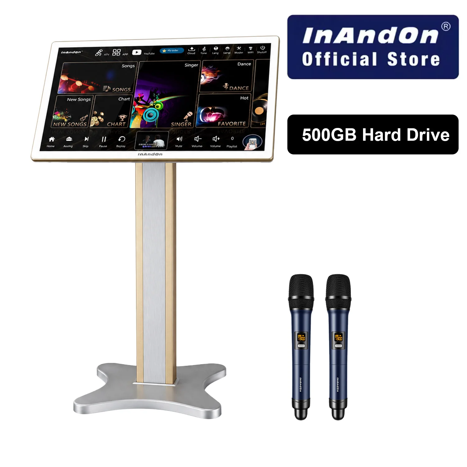 InAndOn KV-HT215 4in1 Karaoke System 21.5" Touch Screen 2 Wireless Microphones YouTube Cloud Library Bluetooth WiFi - White
InAndOn KV-HT215 4in1 Karaoke System 21.5" Touch Screen 2 Wireless Microphones YouTube Cloud Library Bluetooth WiFi - White