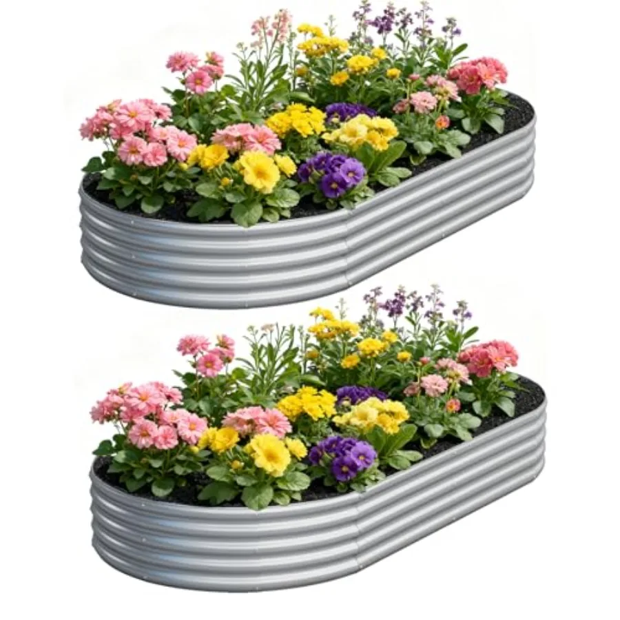 zizin 2 Pack Oval Galvanized Raised Garden Bed Kit 8x4x1ft Large Metal Planter Box for Outdoor Vegetables Silver
zizin 2 Pack Oval Galvanized Raised Garden Bed Kit 8x4x1ft Large Metal Planter Box for Outdoor Vegetables Silver