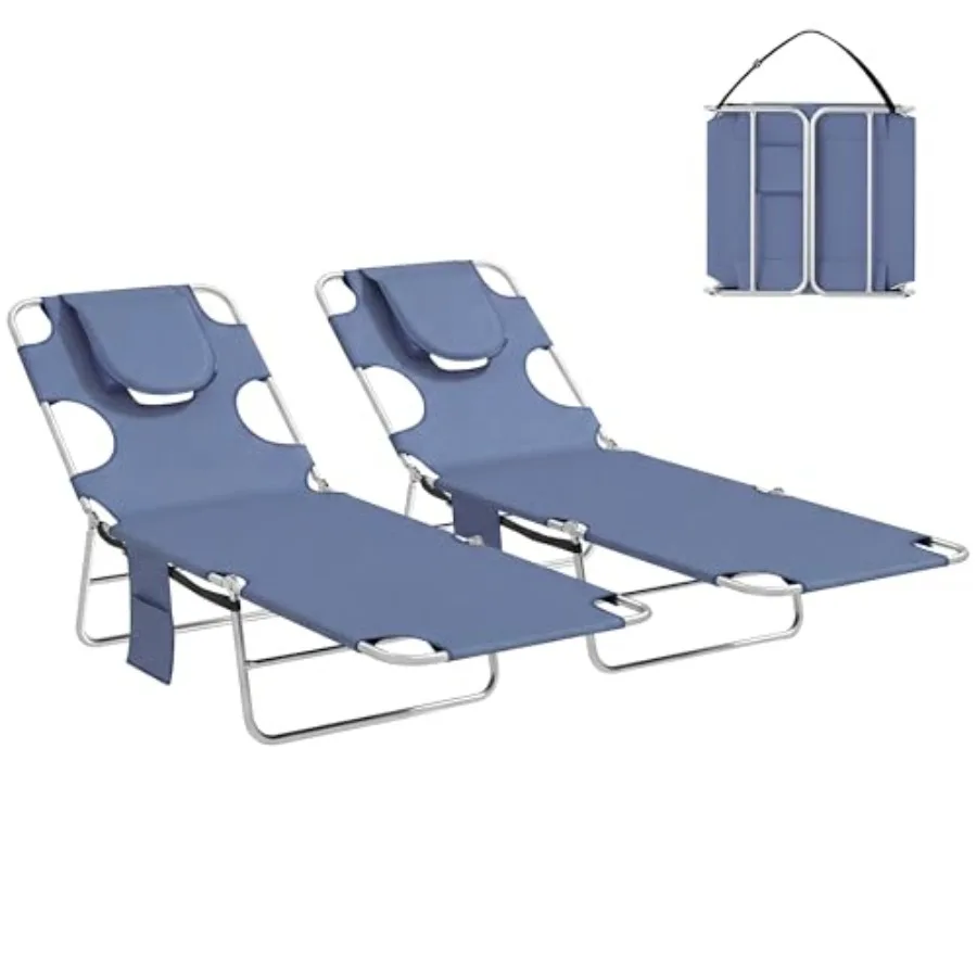 Chaise Lounge Chair Outdoor Set of 2 with Face Arm Hole, 5-Position Reclining Face Down Tanning Chair with Carry Strap, Side Po
Chaise Lounge Chair Outdoor Set of 2 with Face Arm Hole, 5-Position Reclining Face Down Tanning Chair with Carry Strap, Side Po