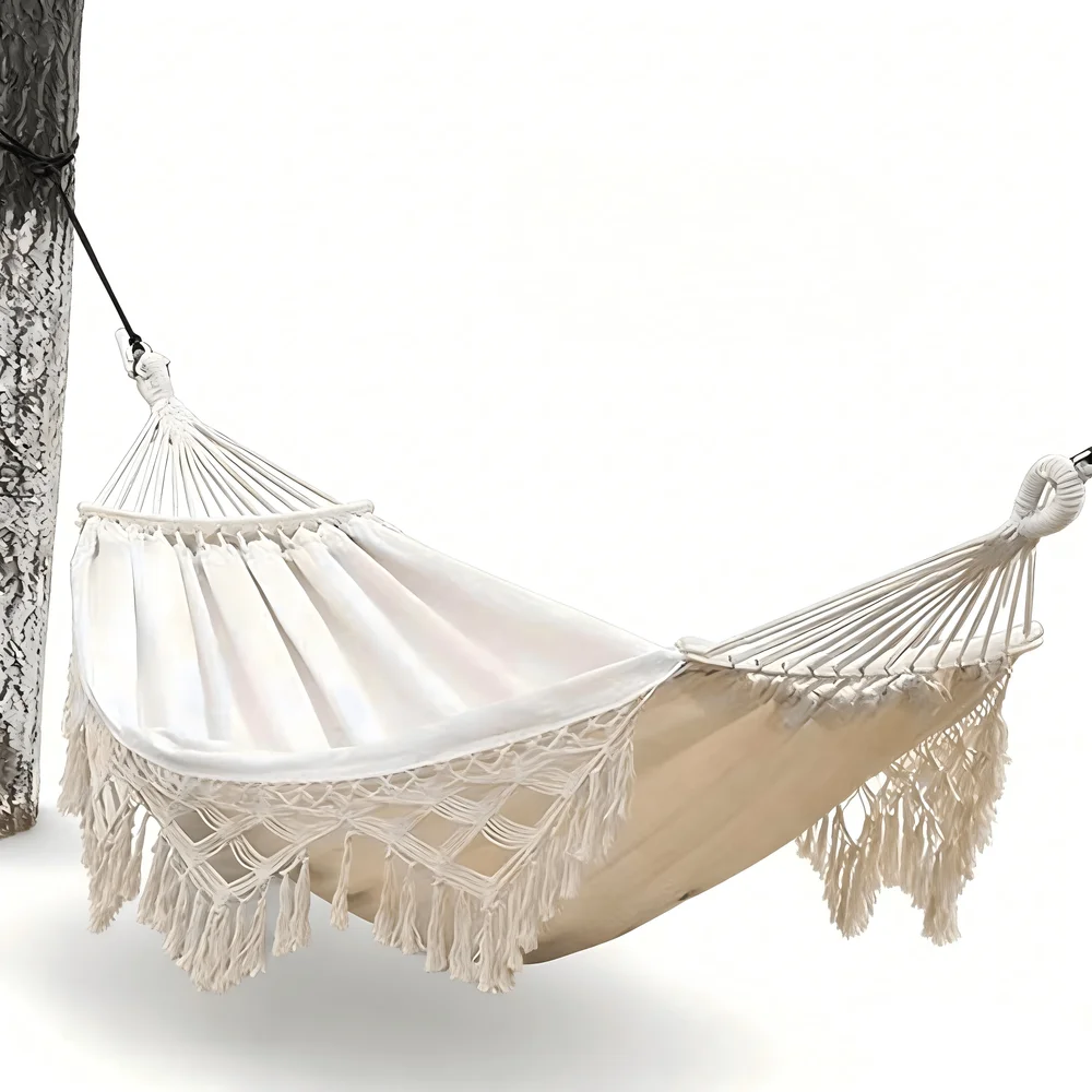 Style Hammock With Tassels, Suitable For Outdoor Camping, Made Of Thick Canvas, Double Leisure Swing, AntiTipping Camping Chair
Style Hammock With Tassels, Suitable For Outdoor Camping, Made Of Thick Canvas, Double Leisure Swing, AntiTipping Camping Chair