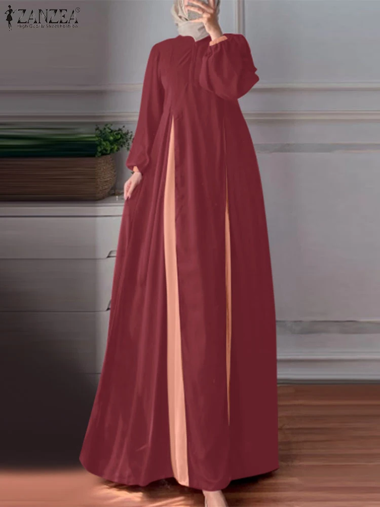 ZANZEA Contrast-Color Patchwork Elegant Long Dresses Casual Muslim Women Modest Fashion Abaya Robes Long Sleeve Eid Vestidos
ZANZEA Contrast-Color Patchwork Elegant Long Dresses Casual Muslim Women Modest Fashion Abaya Robes Long Sleeve Eid Vestidos