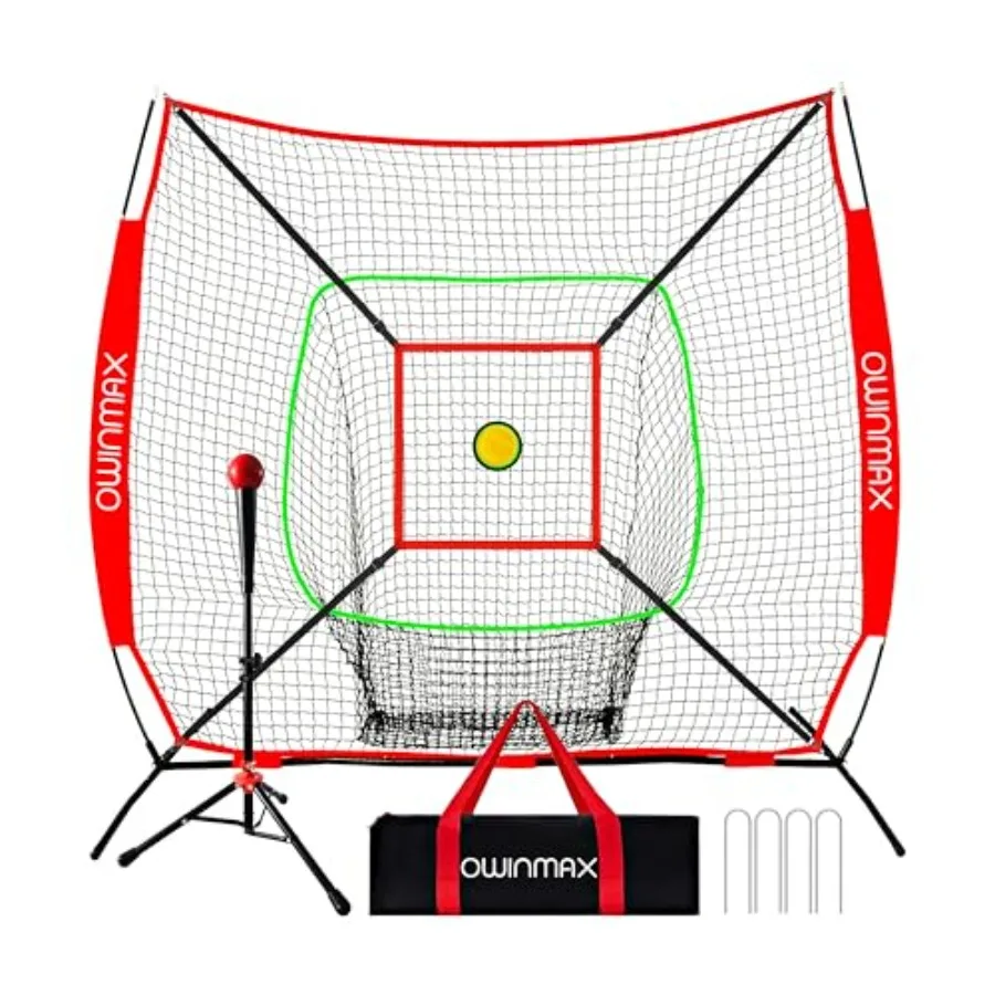7x7 FT Baseball Net, Baseball and Softball Training net with Batting Tee, Strike Zone and Circular Target and Weighted Ball, Po
7x7 FT Baseball Net, Baseball and Softball Training net with Batting Tee, Strike Zone and Circular Target and Weighted Ball, Po