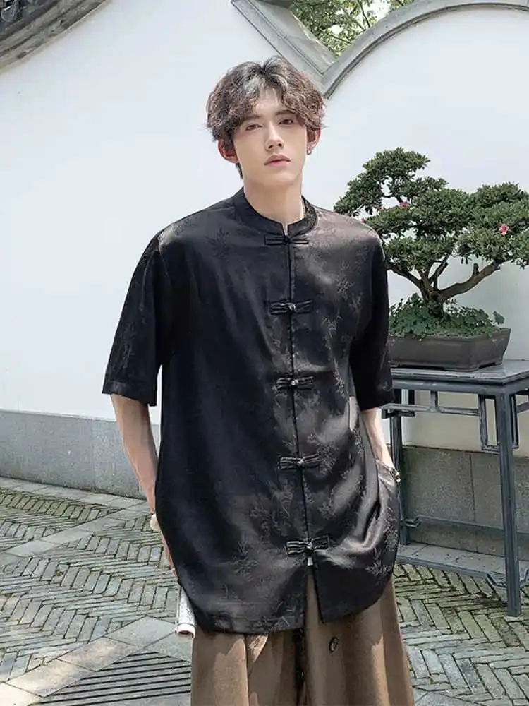 Ice Silk Short Sleeve Shirt Men's High-End Style Summer New Chinese Fashion Tang Suit Improved Hanfu Loose Fit Youth Trend
Ice Silk Short Sleeve Shirt Men's High-End Style Summer New Chinese Fashion Tang Suit Improved Hanfu Loose Fit Youth Trend