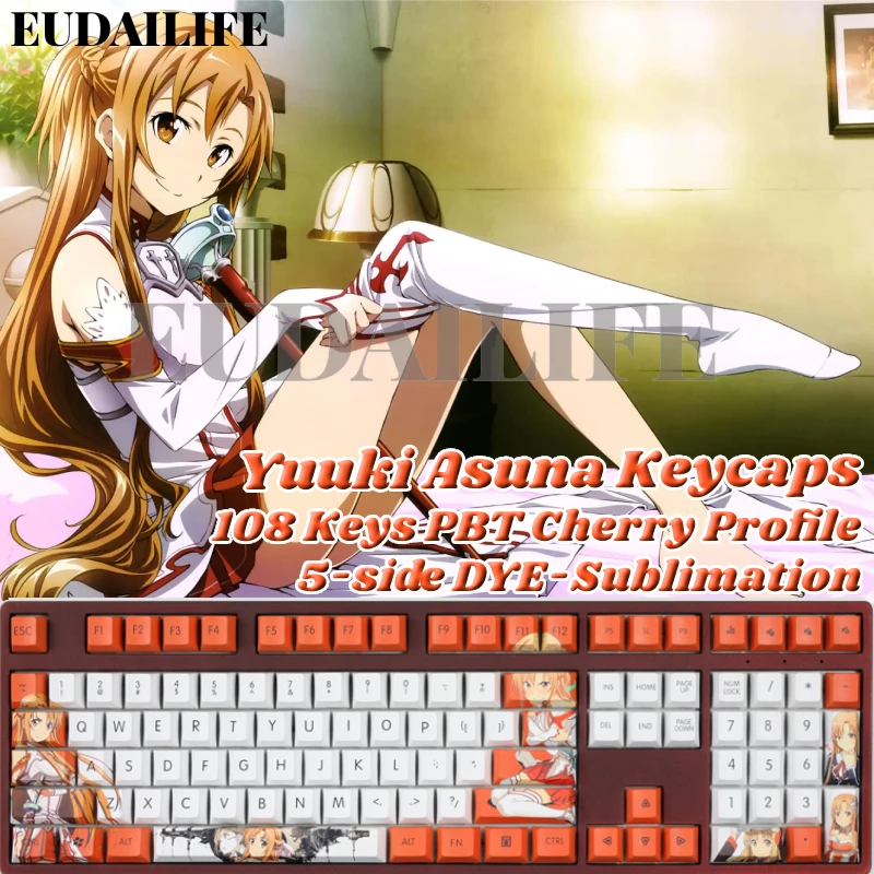 Аниме Sword Art Online Asuna 108, колпачки для клавиш PBT DYE, сублимационный Cherry MX, переключатель поперечной оси, колпачок для клавиш, механическая клавиатура, игровой подарок
Аниме Sword Art Online Asuna 108, колпачки для клавиш PBT DYE, сублимационный Cherry MX, переключатель поперечной оси, колпачок для клавиш, механическая клавиатура, игровой подарок