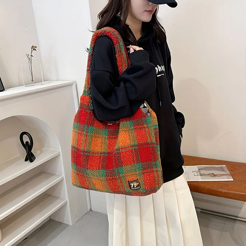 1pcs Vintage Strip Furry Open Top Tote Bag Lightweight Large Capacity Fluffy Handbag For Shopping Teen Daily Essentials
1pcs Vintage Strip Furry Open Top Tote Bag Lightweight Large Capacity Fluffy Handbag For Shopping Teen Daily Essentials