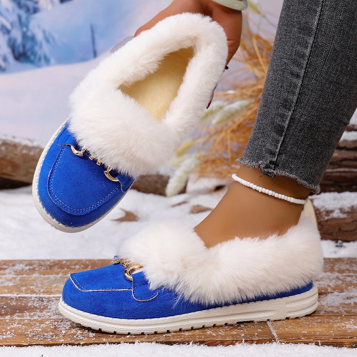 Women New Furry Ankle Boots with Plush Winter Cotton Shoes Women Outdoor Fluffy Faux Suede Non-slip Snow Boots Zapatos De Mujer
Women New Furry Ankle Boots with Plush Winter Cotton Shoes Women Outdoor Fluffy Faux Suede Non-slip Snow Boots Zapatos De Mujer