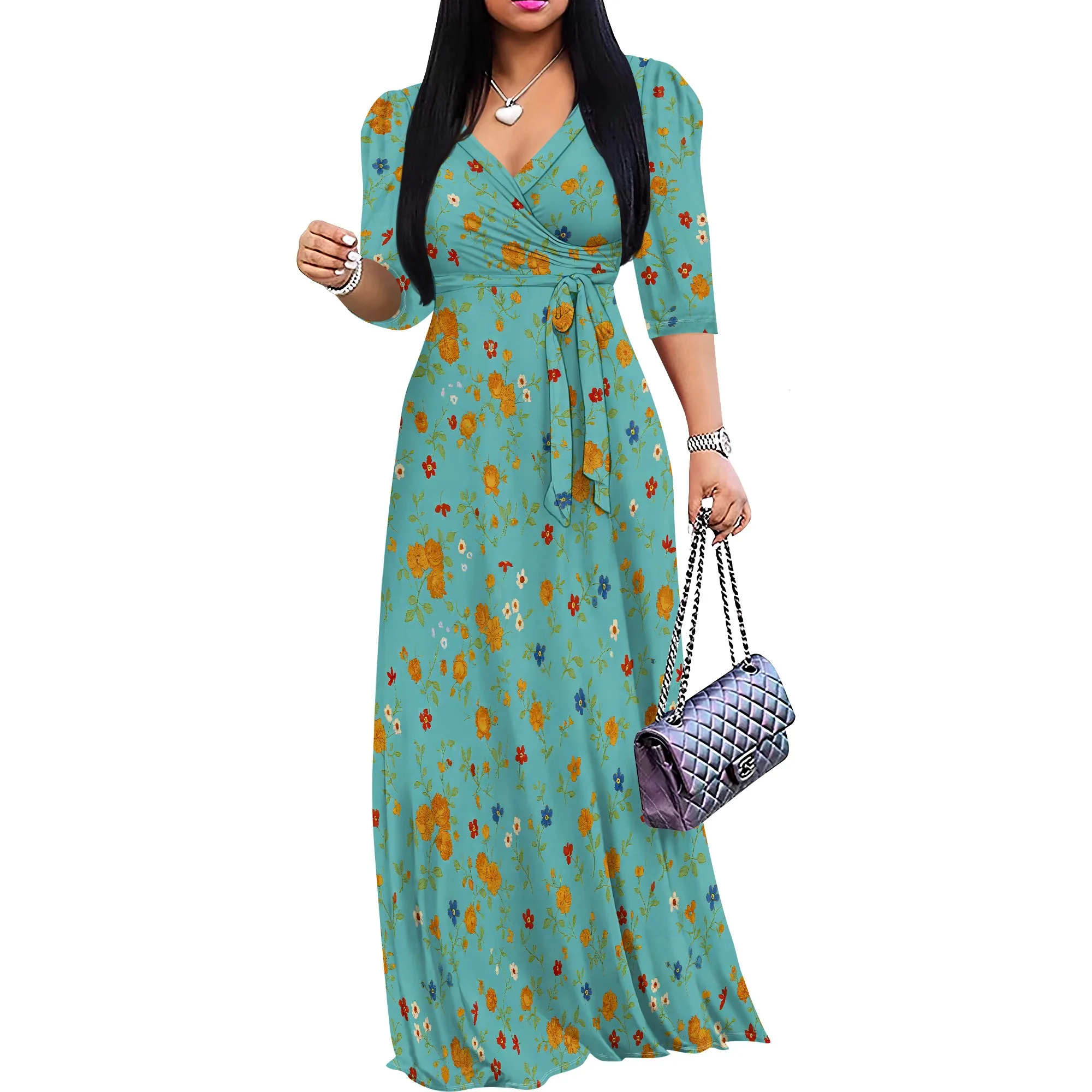 Womens Butterfly Print Long Dress 3/4 Sleeve Wrap V Neck Casual Flowy Beach Maxi Dresses with Belt
Womens Butterfly Print Long Dress 3/4 Sleeve Wrap V Neck Casual Flowy Beach Maxi Dresses with Belt