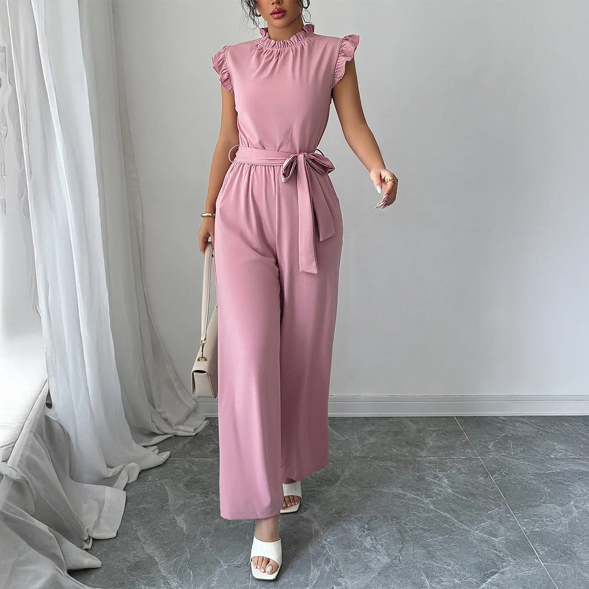 Elegant Fashion Short Sleeve T-Shirt Casual Wide Leg Jumpsuit for Women Cross-Border Apparel Polyester Fabric mid Waist
Elegant Fashion Short Sleeve T-Shirt Casual Wide Leg Jumpsuit for Women Cross-Border Apparel Polyester Fabric mid Waist