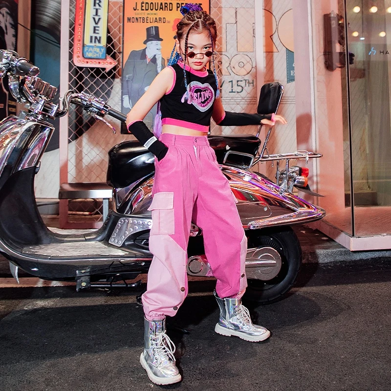 Jazz Dance Black and Pink Suit Girls Hip Hop Clothing Tops Pants Modern Street Dance Stage Performance Costumes For Kids DQL9398
Jazz Dance Black and Pink Suit Girls Hip Hop Clothing Tops Pants Modern Street Dance Stage Performance Costumes For Kids DQL9398