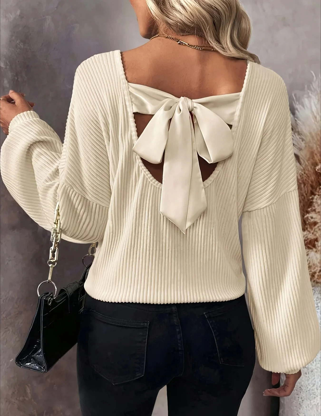 Autumn Women Long Sleeve Lace-up Knitted Top Winter Solid Elegant Casual Sweater Loose Pullover Knitwear
Autumn Women Long Sleeve Lace-up Knitted Top Winter Solid Elegant Casual Sweater Loose Pullover Knitwear