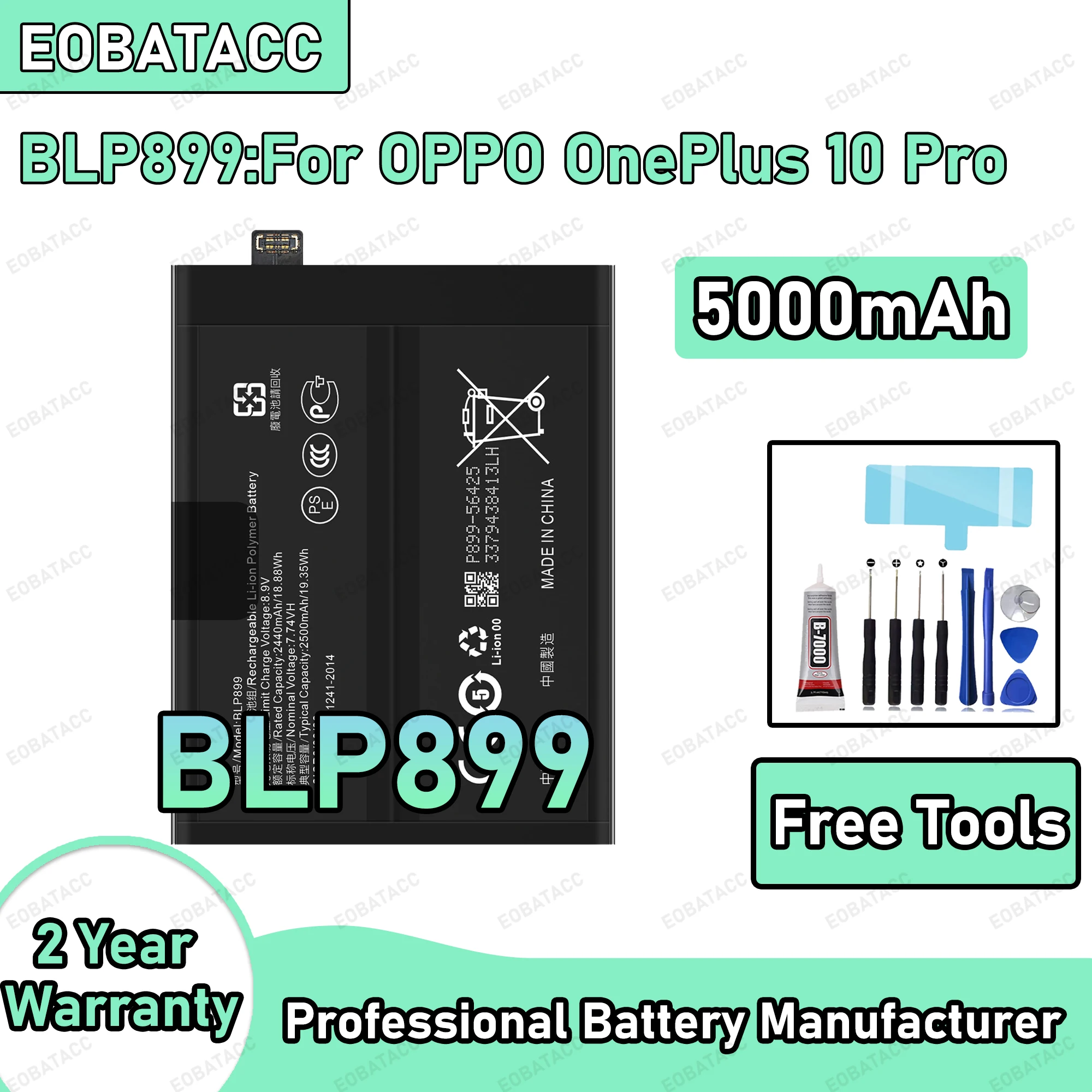 5000mAh 100% New BLP899 Battery For OPPO OnePlus 10 Pro Replacement Bateria+Free Tools
5000mAh 100% New BLP899 Battery For OPPO OnePlus 10 Pro Replacement Bateria+Free Tools