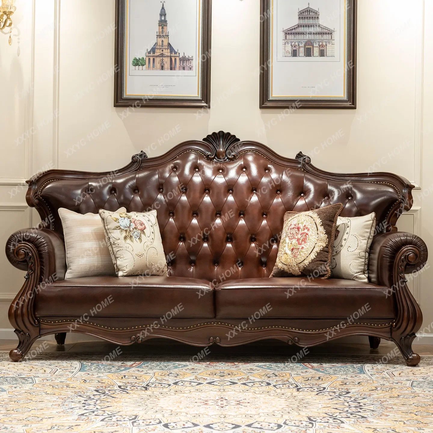 Large sofa living room villa coffee color complete furniture
Large sofa living room villa coffee color complete furniture