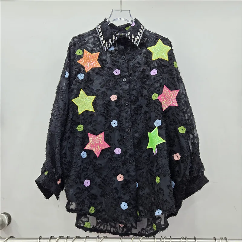SuperAen Loose Long-sleeved Fashion Shirt Sequined Star Velvet Design Women 2025 Summer New Oversize Casual Shirts
SuperAen Loose Long-sleeved Fashion Shirt Sequined Star Velvet Design Women 2025 Summer New Oversize Casual Shirts