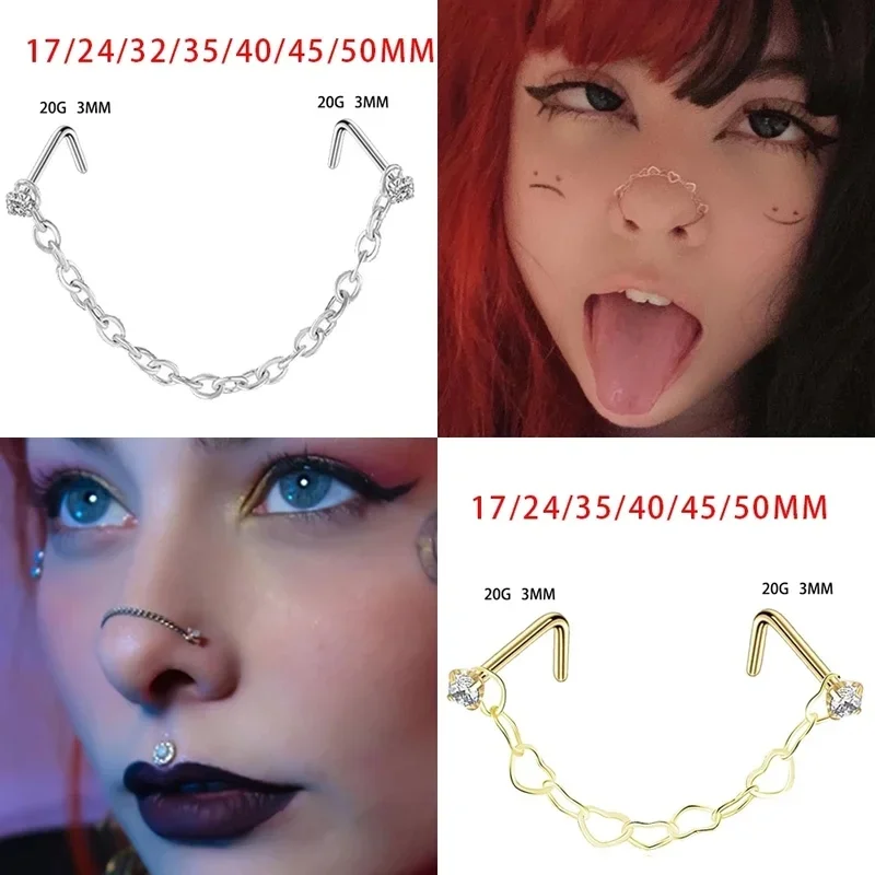 Double L Shape Nose Chain Heart Nose Piercing Chain 20G Straight Ball Nose Chain Zircon Piercing Nariz Pircing Septum Nez
Double L Shape Nose Chain Heart Nose Piercing Chain 20G Straight Ball Nose Chain Zircon Piercing Nariz Pircing Septum Nez