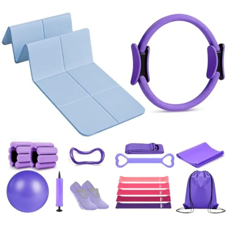 Pilates Ring Set 15 PCS+Foldable Yoga Mat for Travel 72"x 32"x 0.32"Inch, Home Pilates Essentials Kit for Women
Pilates Ring Set 15 PCS+Foldable Yoga Mat for Travel 72"x 32"x 0.32"Inch, Home Pilates Essentials Kit for Women