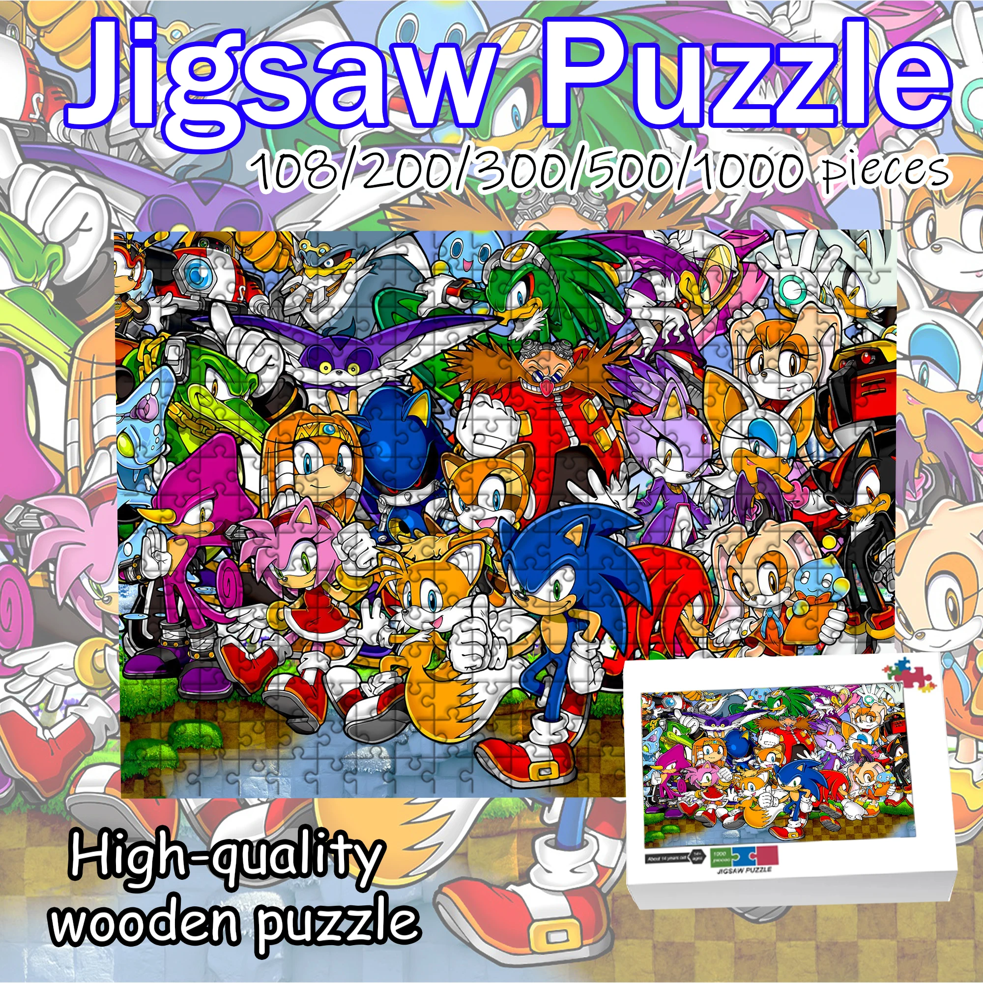 Sonic the Hedgehog Jigsaw Puzzle 108/200/300/500/1000 Pieces Wooden Puzzle High Quality Gift Fun Birthday gift
Sonic the Hedgehog Jigsaw Puzzle 108/200/300/500/1000 Pieces Wooden Puzzle High Quality Gift Fun Birthday gift