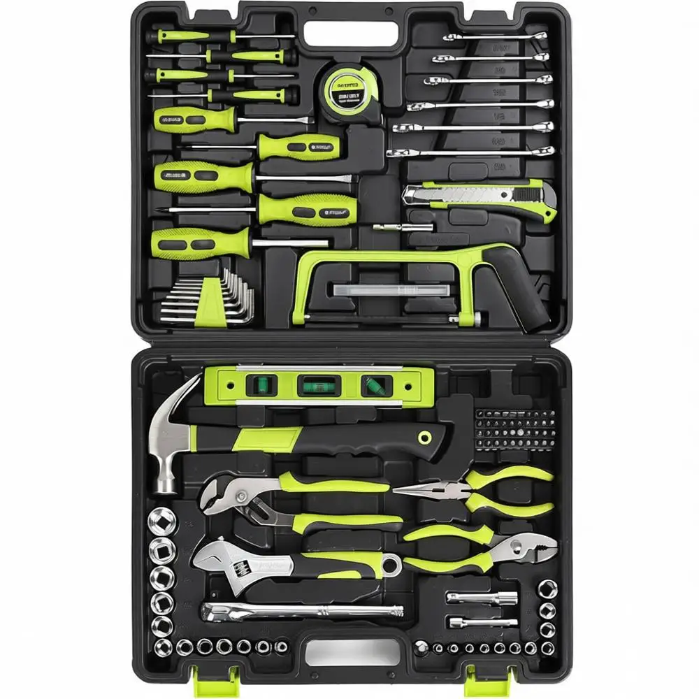 Complete 198-Piece Home Repair Tool Set with Storage Box, SAE Mechanics Kit for DIY and Maintenance, Green
Complete 198-Piece Home Repair Tool Set with Storage Box, SAE Mechanics Kit for DIY and Maintenance, Green