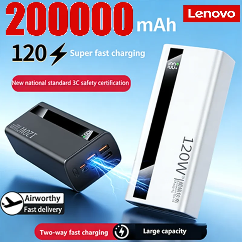 Lenovo 1000000mAh Large Capacity Power Bank 120W Fast Charging Digital Display Outdoor Power Supply for Huawei iPhone 2026
Lenovo 1000000mAh Large Capacity Power Bank 120W Fast Charging Digital Display Outdoor Power Supply for Huawei iPhone 2026