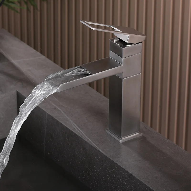 304 Stainless Steel Waterfall Bathroom Basin Faucet Single Hole Single Handle Hot And Cold Mixed Faucets Rotation Sink Tap
304 Stainless Steel Waterfall Bathroom Basin Faucet Single Hole Single Handle Hot And Cold Mixed Faucets Rotation Sink Tap