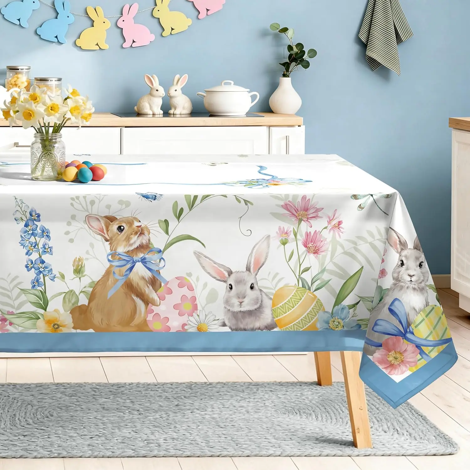 Скатерть в стиле фермерского дома с синими лентами, 104*60 дюймов, полиэстеровая, с узором пасхальных яиц, для кухни, ужина, вечеринки, декора на открытом воздухе
Скатерть в стиле фермерского дома с синими лентами, 104*60 дюймов, полиэстеровая, с узором пасхальных яиц, для кухни, ужина, вечеринки, декора на открытом воздухе