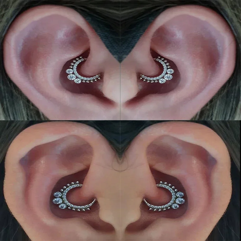 1PS G23 Titanium 16G CZ Cluster Septum Nose Ring Hinged Segment Balls Blaze Set Side Hinged Segment Hoop Cartilage body Piercing
1PS G23 Titanium 16G CZ Cluster Septum Nose Ring Hinged Segment Balls Blaze Set Side Hinged Segment Hoop Cartilage body Piercing