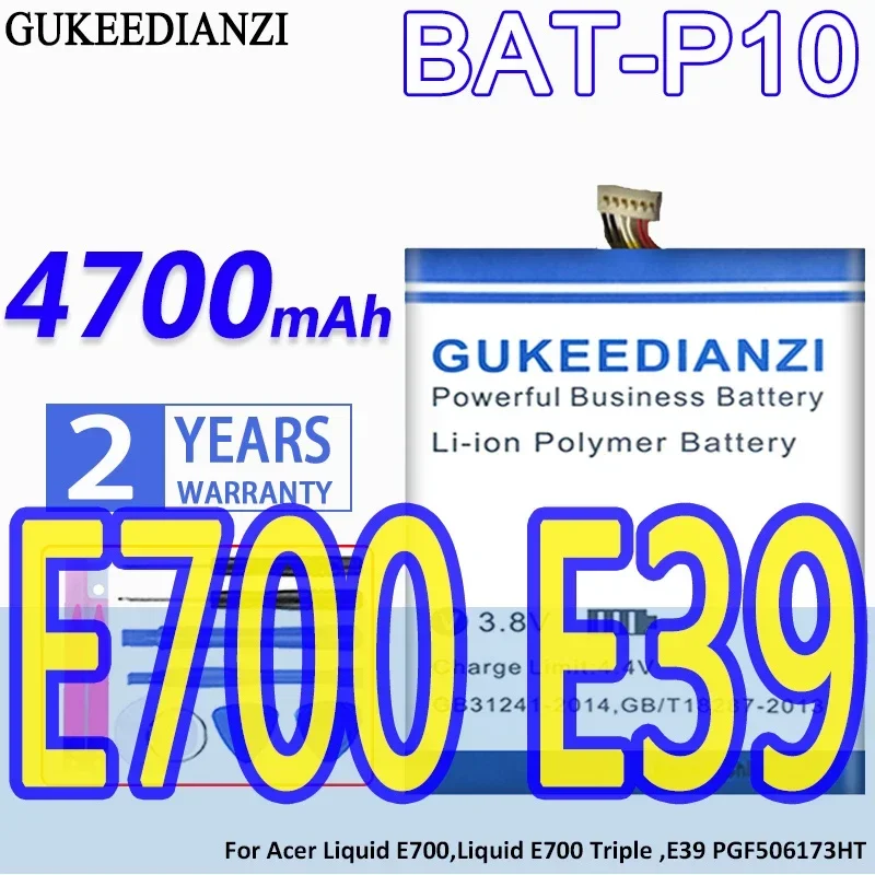 High-Capacity For Acer Liquid E700,Liquid E700 Triple ,E39 PGF506173HT 4700mAh Tablet Battery Fast Charging Bat-P10
High-Capacity For Acer Liquid E700,Liquid E700 Triple ,E39 PGF506173HT 4700mAh Tablet Battery Fast Charging Bat-P10