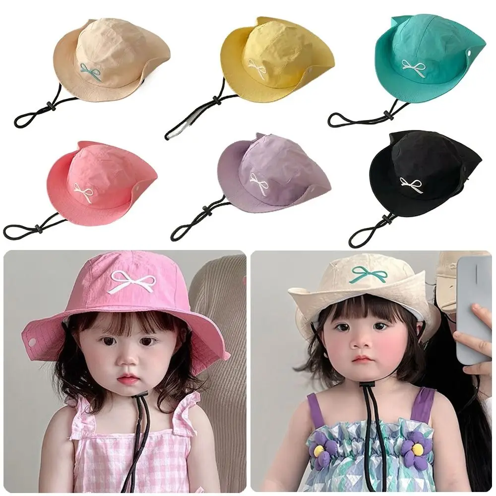 Bow Embroidery Children's Fisherman Hat Quick-drying with Windbreak Rope Summer Kid Sunhat Anti-UV Candy Color Beach Hat
Bow Embroidery Children's Fisherman Hat Quick-drying with Windbreak Rope Summer Kid Sunhat Anti-UV Candy Color Beach Hat