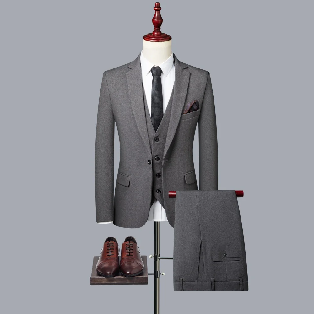 High-quality, fashionable, cool, versatile, trendy business casual solid-color suit three-piece set
High-quality, fashionable, cool, versatile, trendy business casual solid-color suit three-piece set