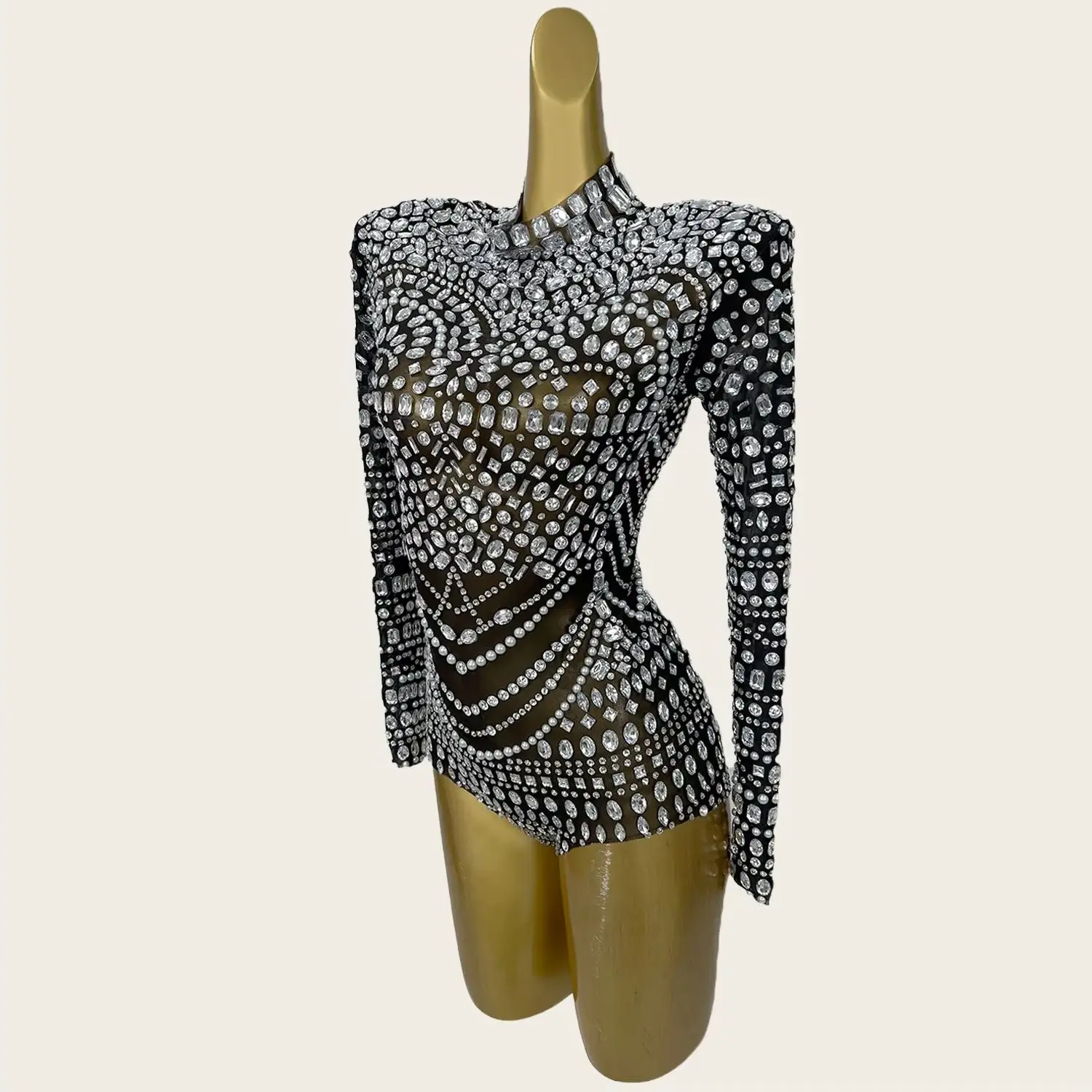 Heimanba Sparkly Crystals Long Sleeve See Through Mesh Bodysuit Sexy Dance Costume Birthday Party Night Outfit Women Stage Wear
Heimanba Sparkly Crystals Long Sleeve See Through Mesh Bodysuit Sexy Dance Costume Birthday Party Night Outfit Women Stage Wear