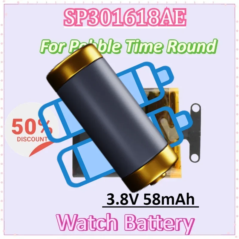 SP301618AE 3.8V 58mAh Battery for Pebble Time Round Watch Bateria Li-Polymer Rechargeable Accumulator Pack Batteries
SP301618AE 3.8V 58mAh Battery for Pebble Time Round Watch Bateria Li-Polymer Rechargeable Accumulator Pack Batteries